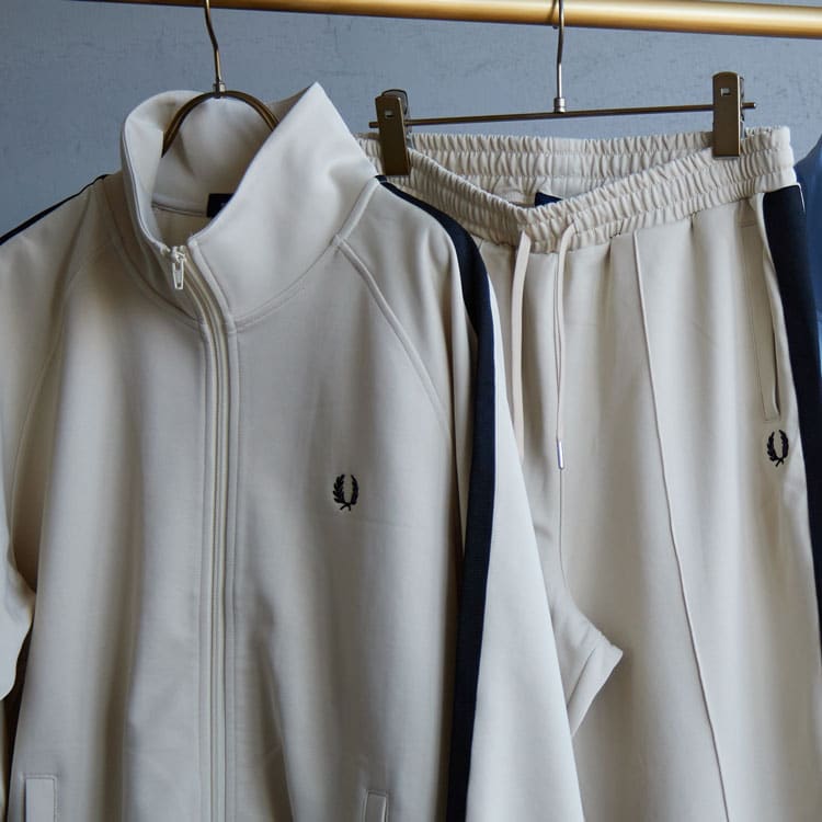 FRED PERRY [フレッドペリー] 別注 配色ライントラックパンツ [FPM-24A-026-JF] OAT/BLK
