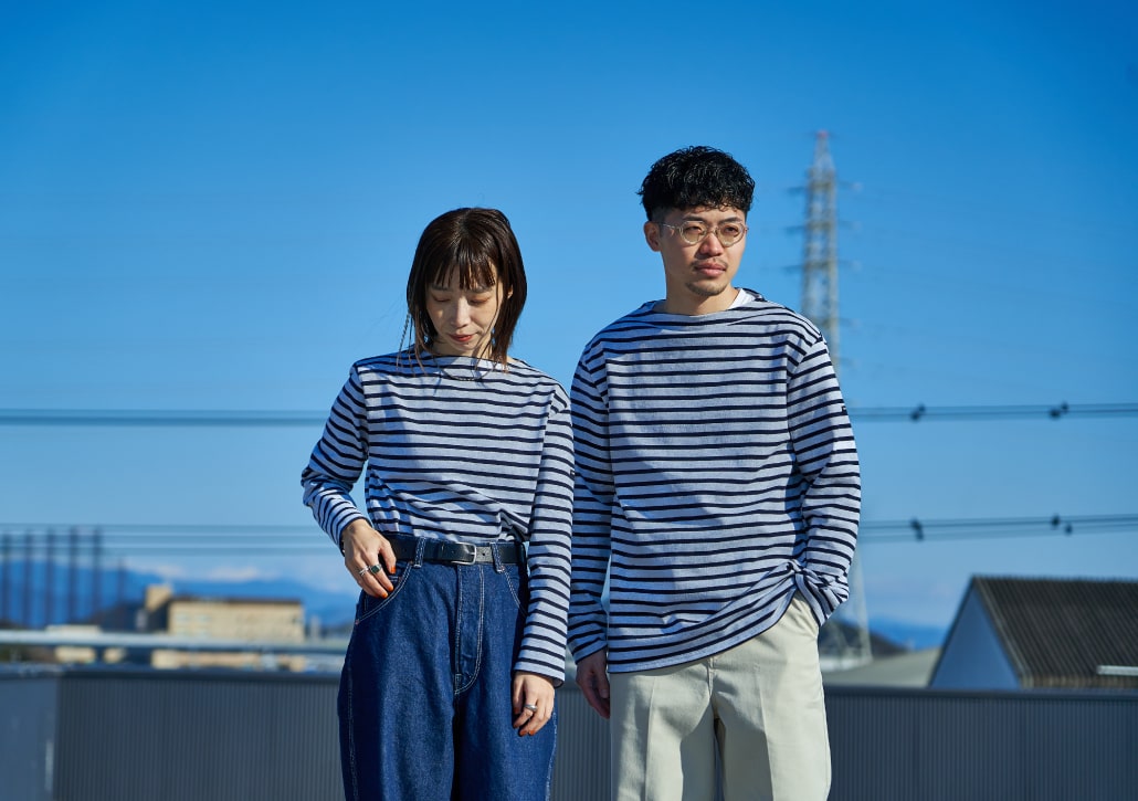 ST.JAMES [セントジェームス] 別注 バスクボーダーロングスリーブTシャツ [OUESSANT-JF]のコーディネート写真です。
