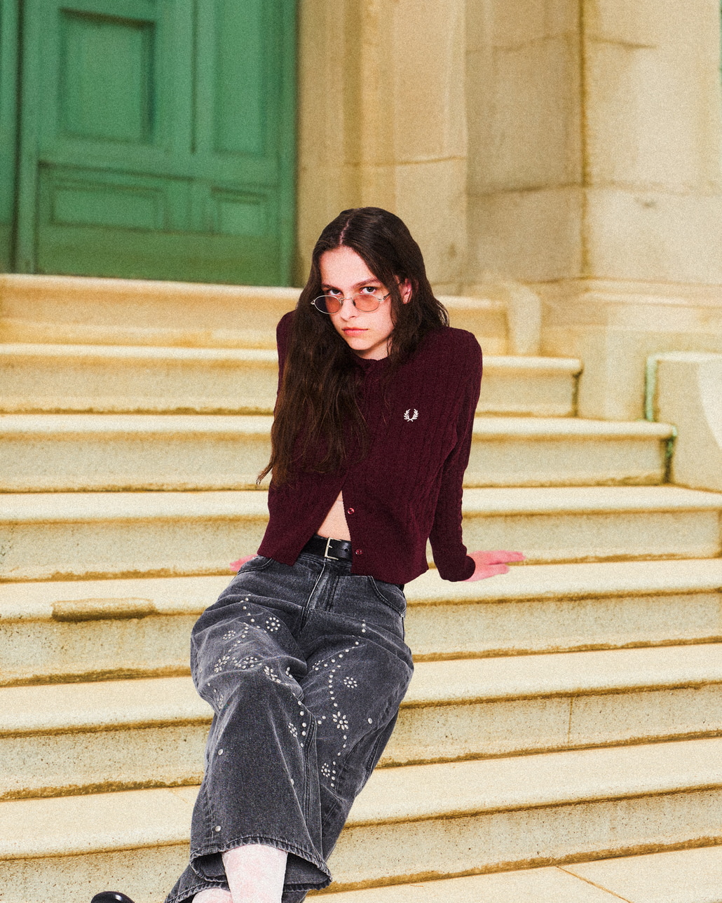 FRED PERRY [フレッドペリー] 別注 ケーブルニットカーディガン [FPW-25A-008JF]です。
