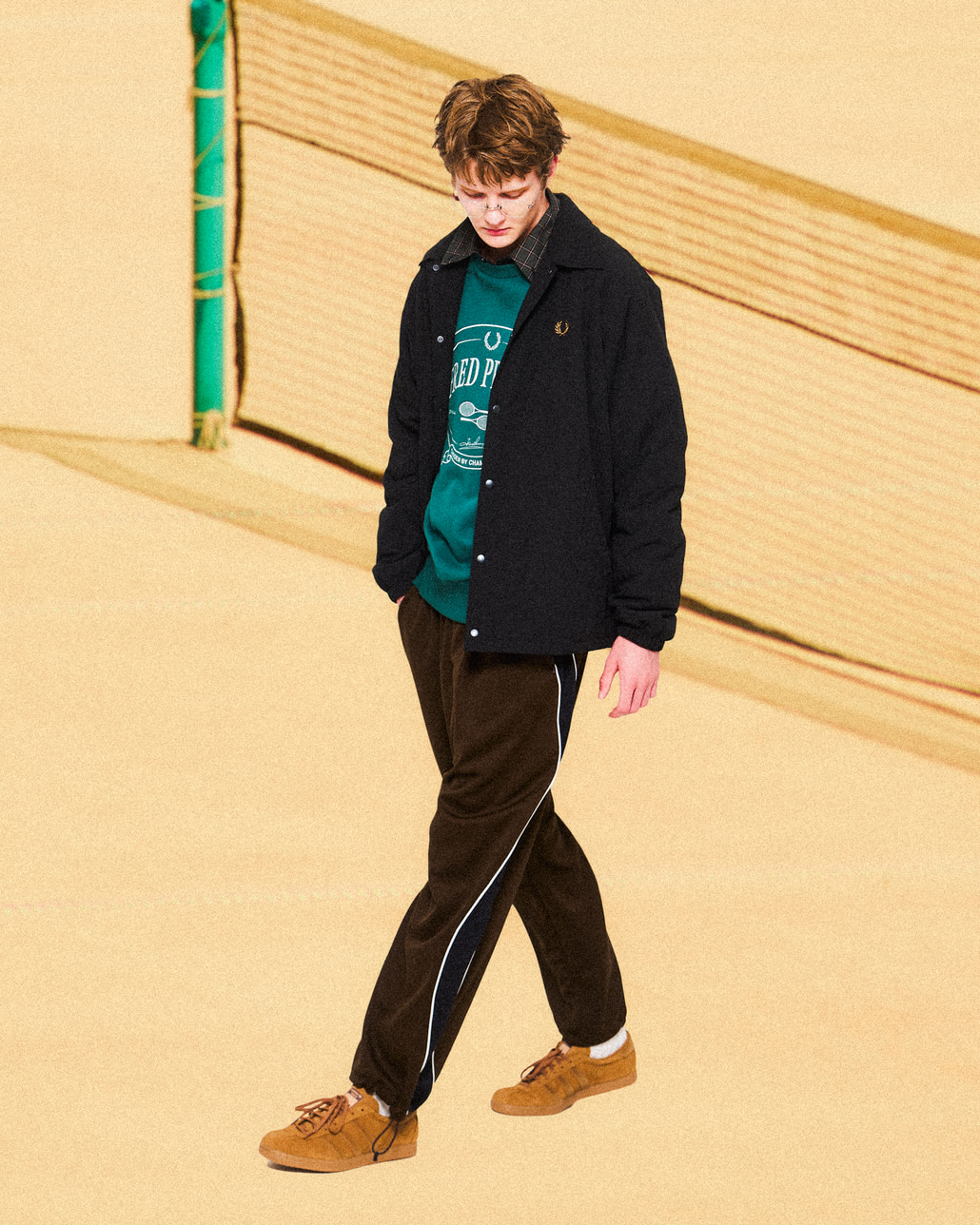 FRED PERRY [フレッドペリー] 別注 パデッドボタンスルージャケット [FPM-25A-23JF]です。