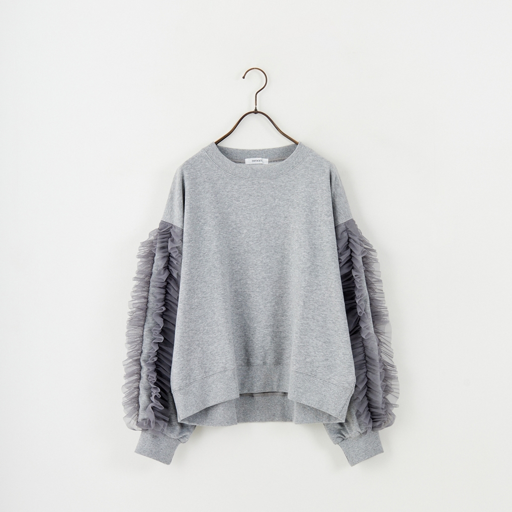 nenom [ネノム] 袖チュールフリルデザイン プルオーバースウェット [NE24132079]