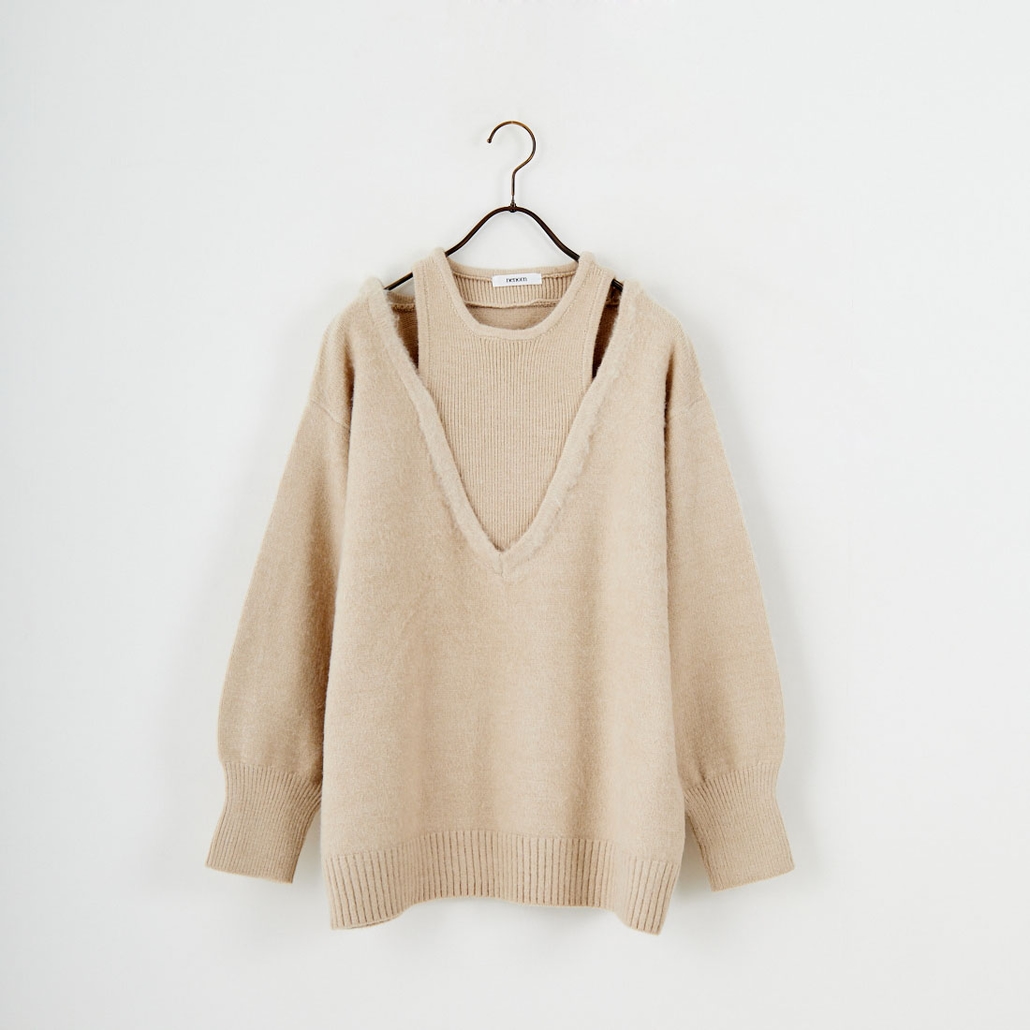 nenom [ネノム] レイヤードデザイン Vネックニット [NE25131039]