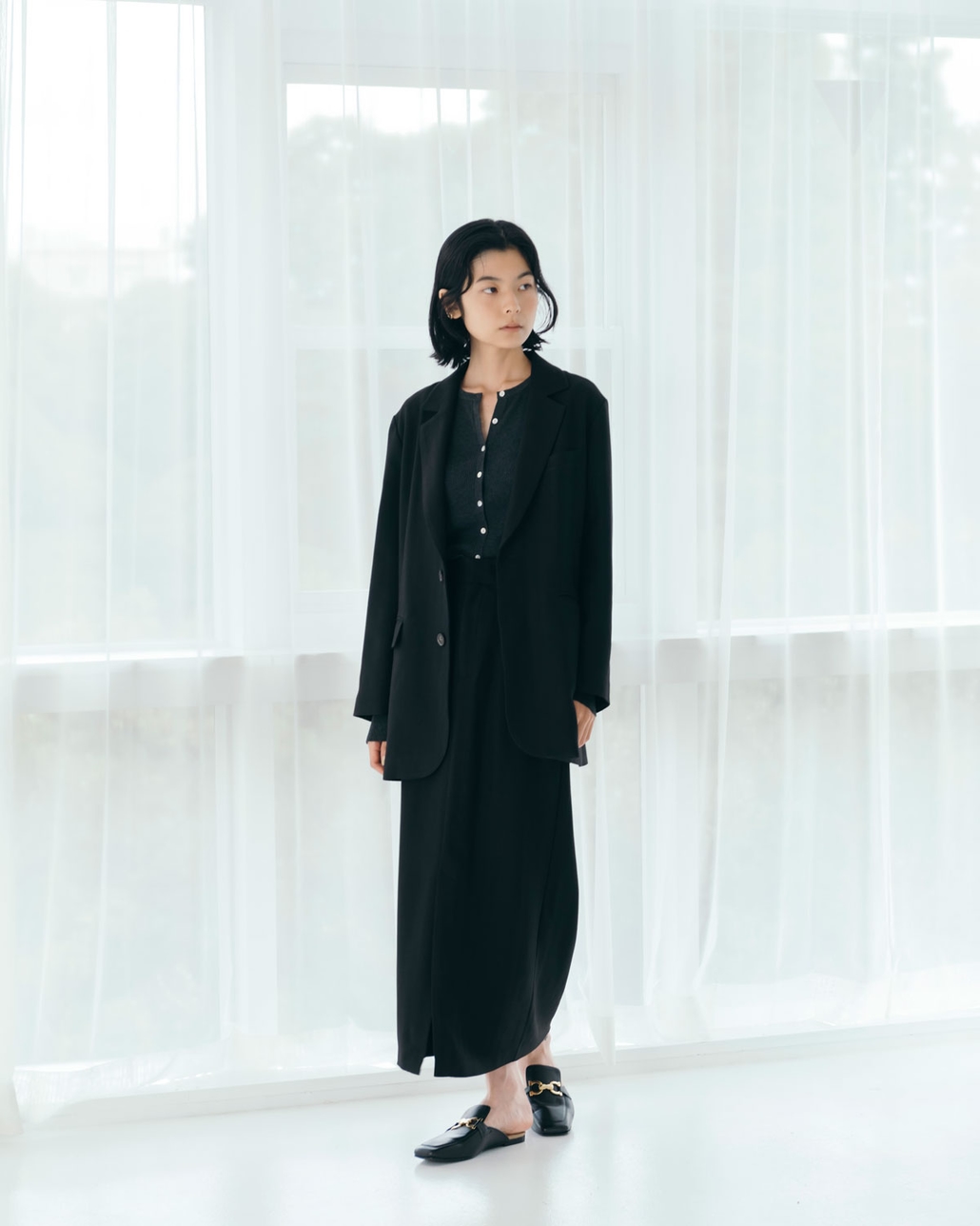 USINE [ユジーヌ] イージーケアウールライクジャケット [21256062]とリブニットカーディガン [11256842]とイージーケアウールライクタイトスカート [21256061]