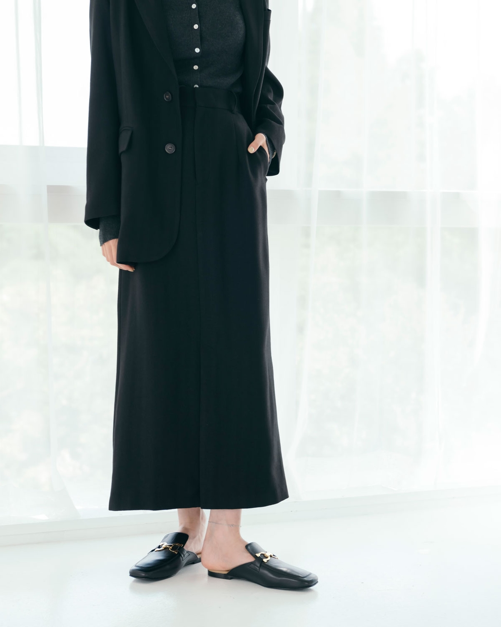 USINE [ユジーヌ] イージーケアウールライクジャケット [21256062]とリブニットカーディガン [11256842]とイージーケアウールライクタイトスカート [21256061]