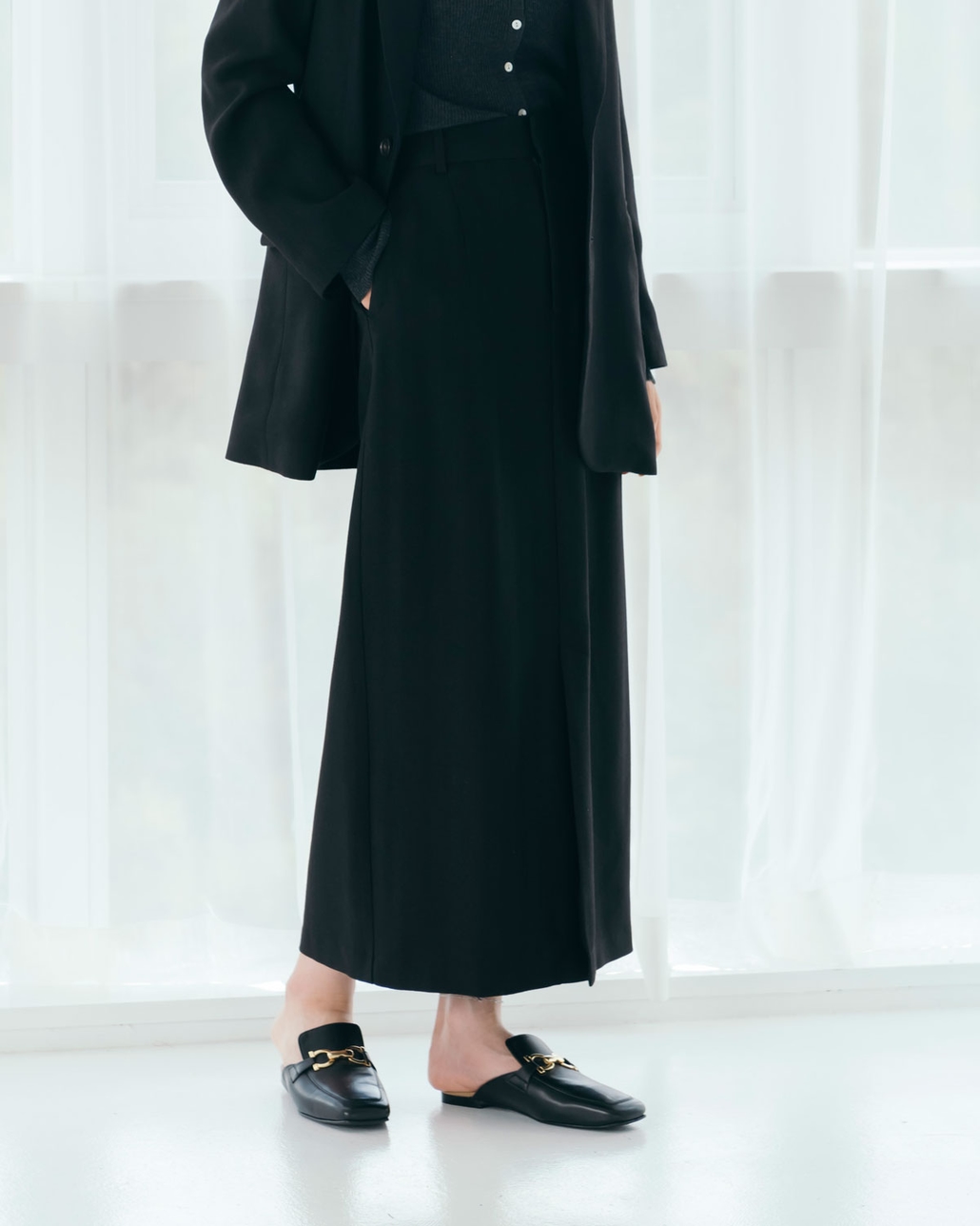 USINE [ユジーヌ] イージーケアウールライクジャケット [21256062]とリブニットカーディガン [11256842]とイージーケアウールライクタイトスカート [21256061]