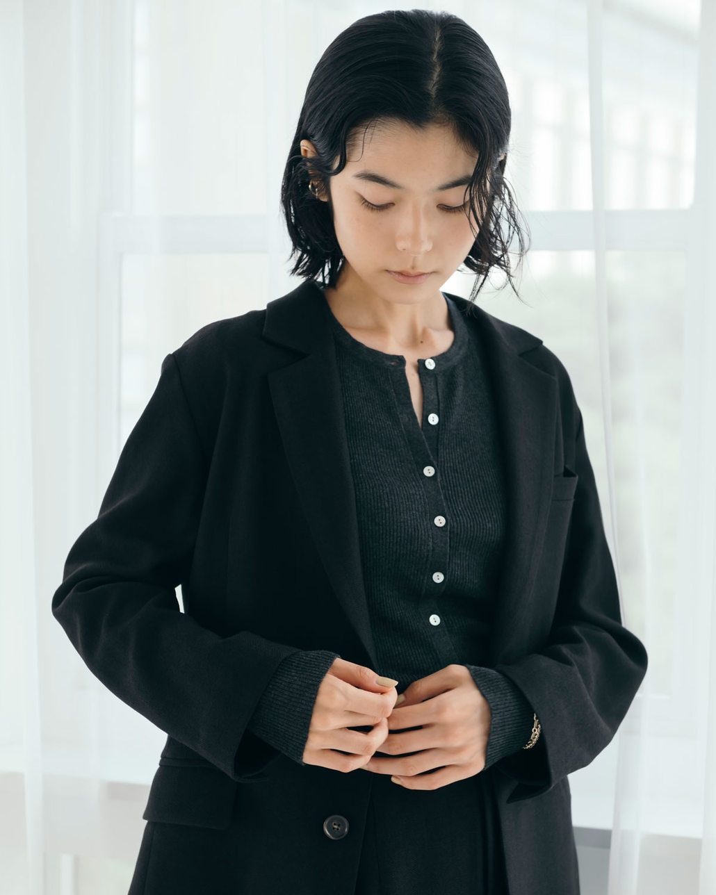 USINE [ユジーヌ] イージーケアウールライクジャケット [21256062]とリブニットカーディガン [11256842]とイージーケアウールライクタイトスカート [21256061]