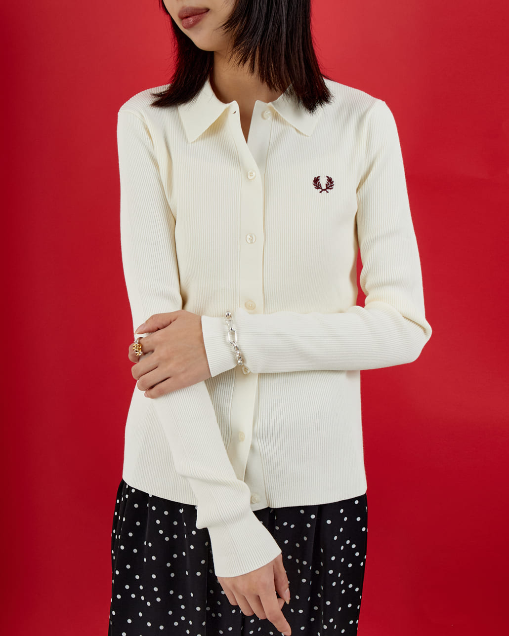 FRED PERRY [フレッドペリー] 別注 ワンポイントロゴ刺繍 リブニットポロシャツ [FPW-25A-009JF]