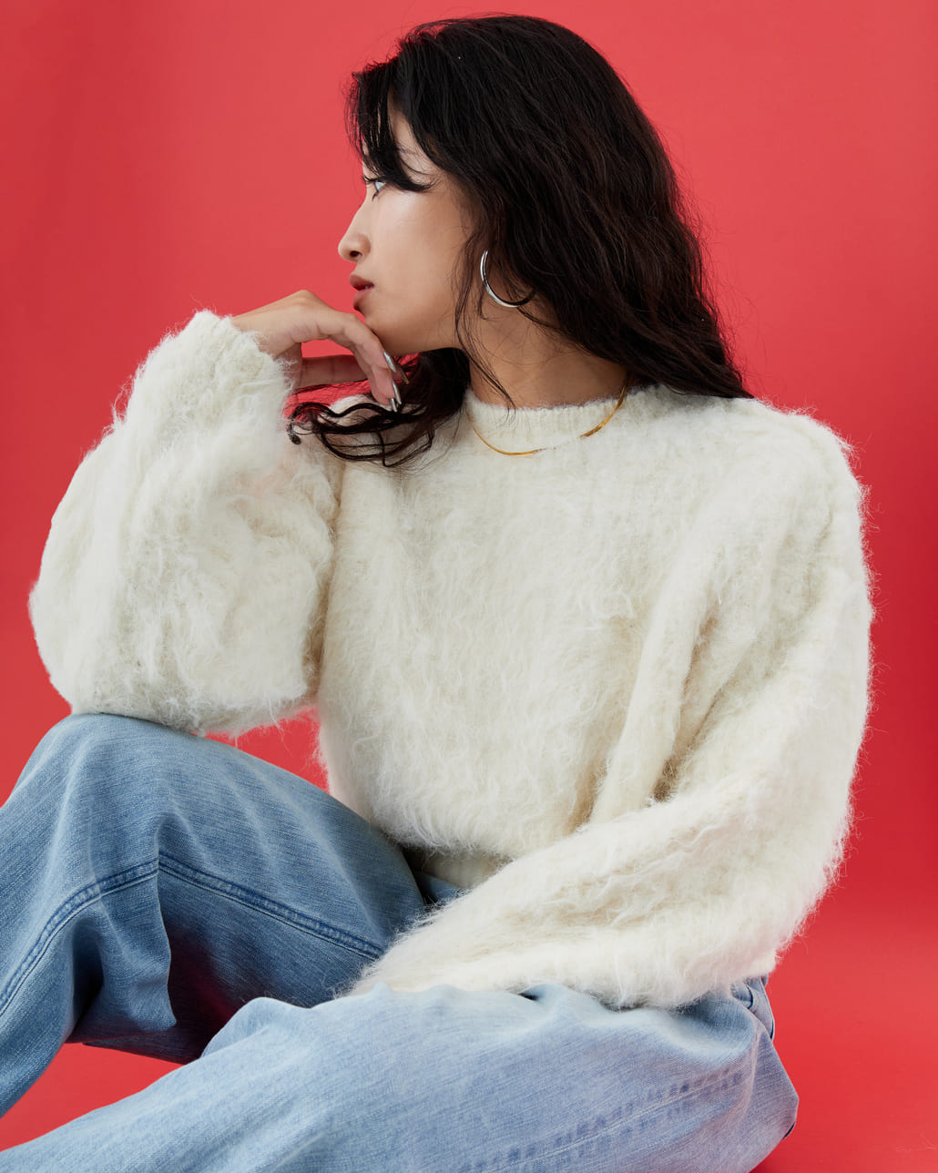 Noir Fabrik [ヌワールファブリック] シャギーニットプルオーバー [12600-WG]