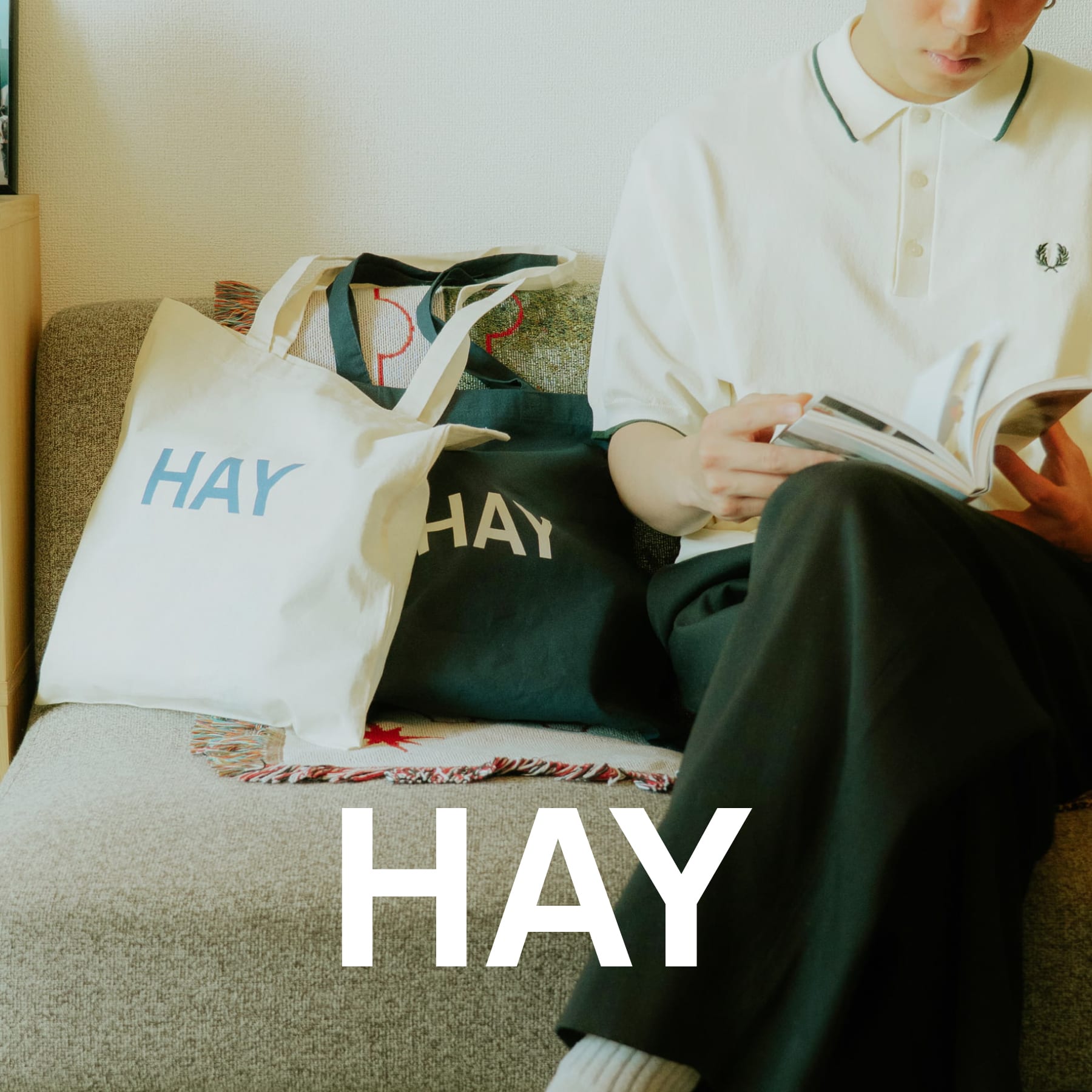 北欧発インテリアブランド HAY(ヘイ)とHyumaが描く、暮らしの空間のバナーです。