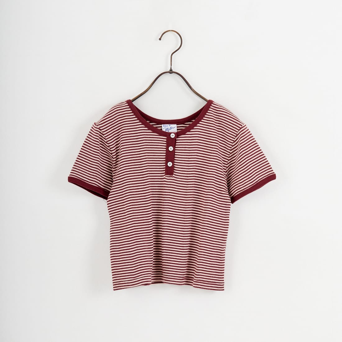 Robert P.Miller [ロバートピーミラー] 別注 クロップド丈 ボーダーヘンリーネックTシャツ [RM261-2265IN-JF]