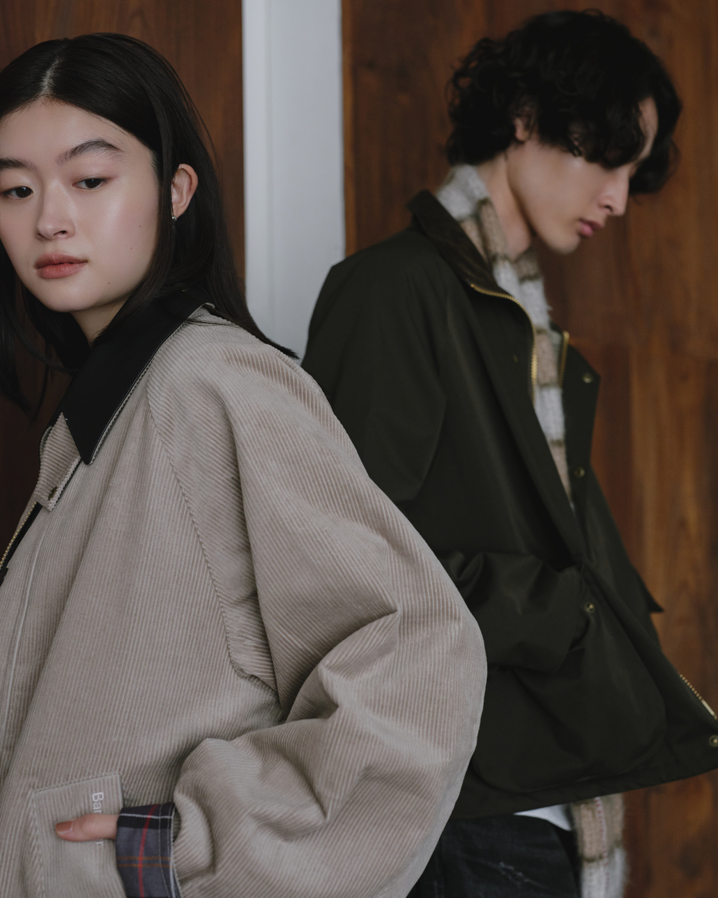 Barbour 別注 BEDALE/ビデイル スタンドカラーショートジャケット [262MCAS248-JF]と別注 TRANSPORT/トランスポート コーデュロイジャケット [262MCAS247-JF]のコーディネートです。