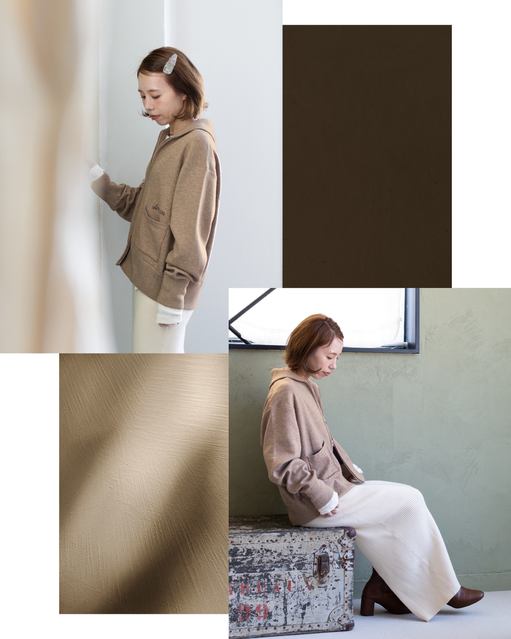 Americana × JEANS FACTORY [アメリカーナ × ジーンズファクトリー] 別注 AMRCNAロゴ ニットジップカーディガン [ASO-C-901-2-JF]のコーディネートです。