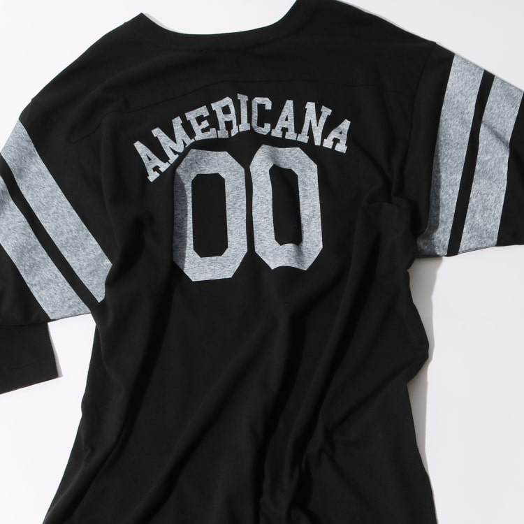 Americana AMEY ロゴ フットボール ナンバリング Tシャツ 黒