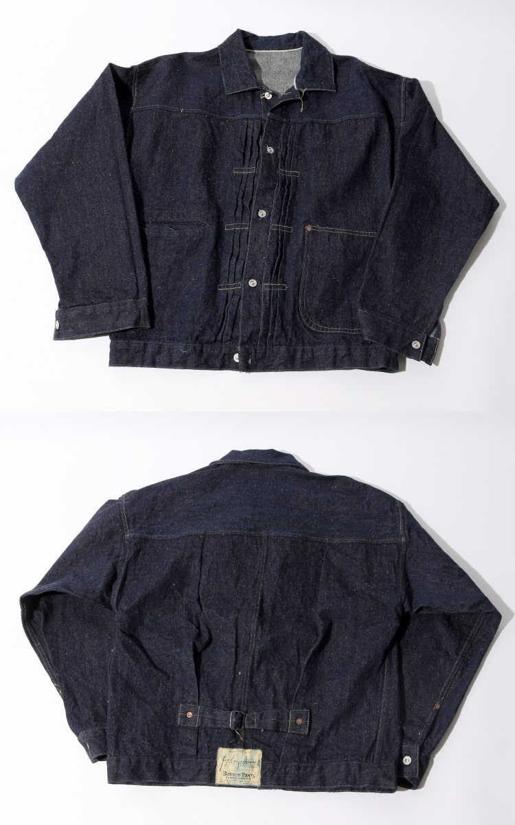 土佐清水市×ベルベルジン藤原裕×ジーンズファクトリー×ウェアハウスでコラボレーションしたジョンマンデニムのジャケットです。