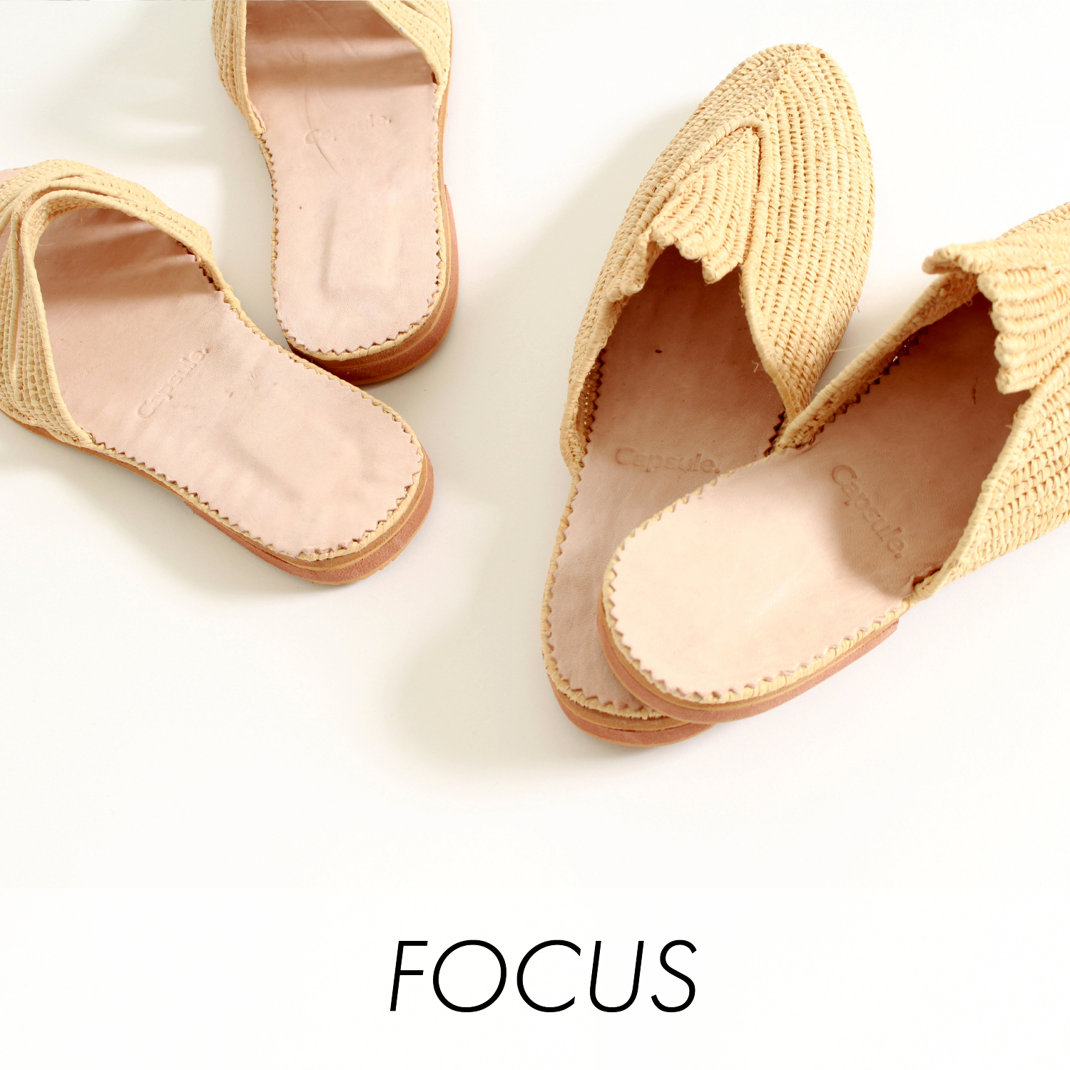 カプセルのラフィアシューズです。