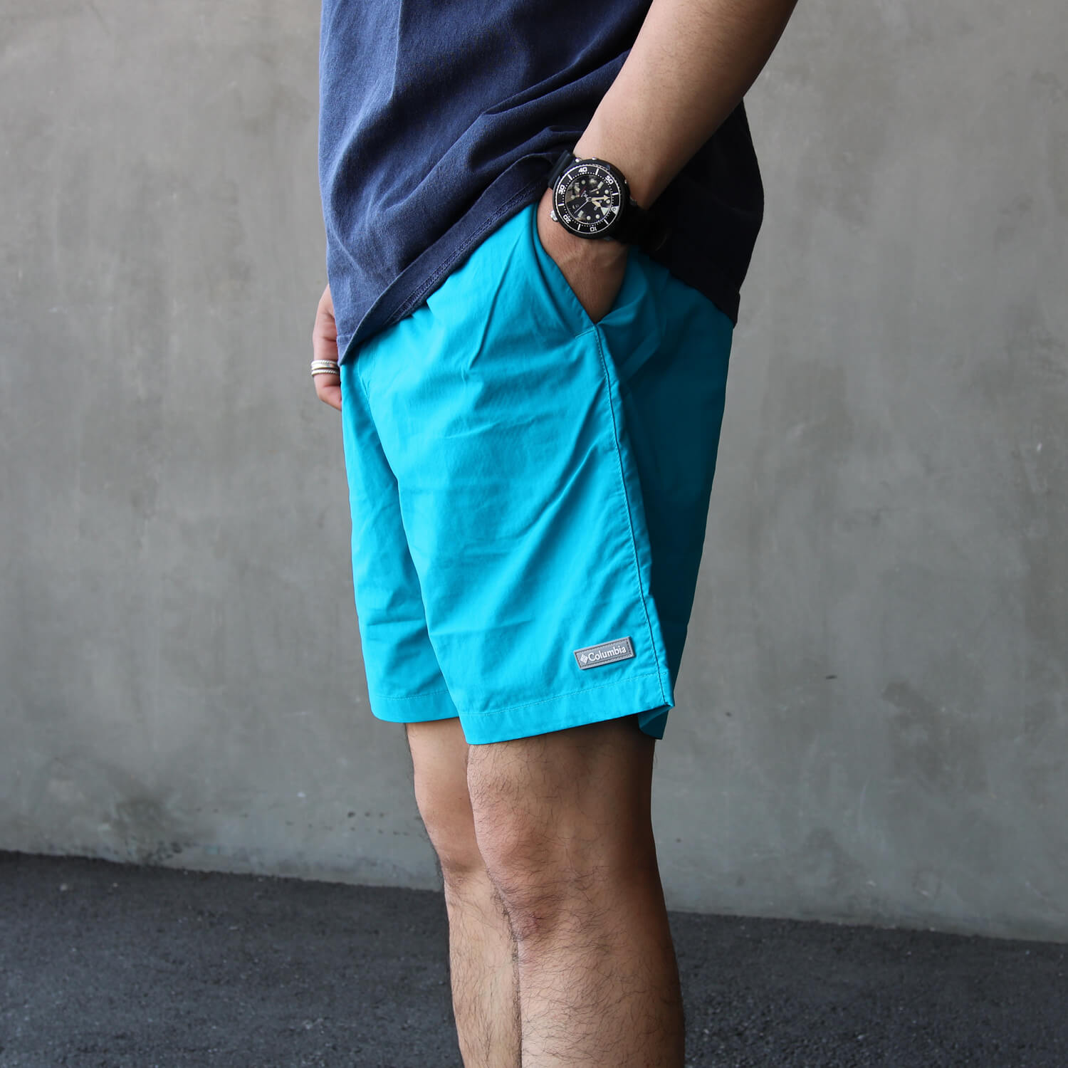 コロンビアのロータン ドリフター ウォーター ショートパンツの水色です。