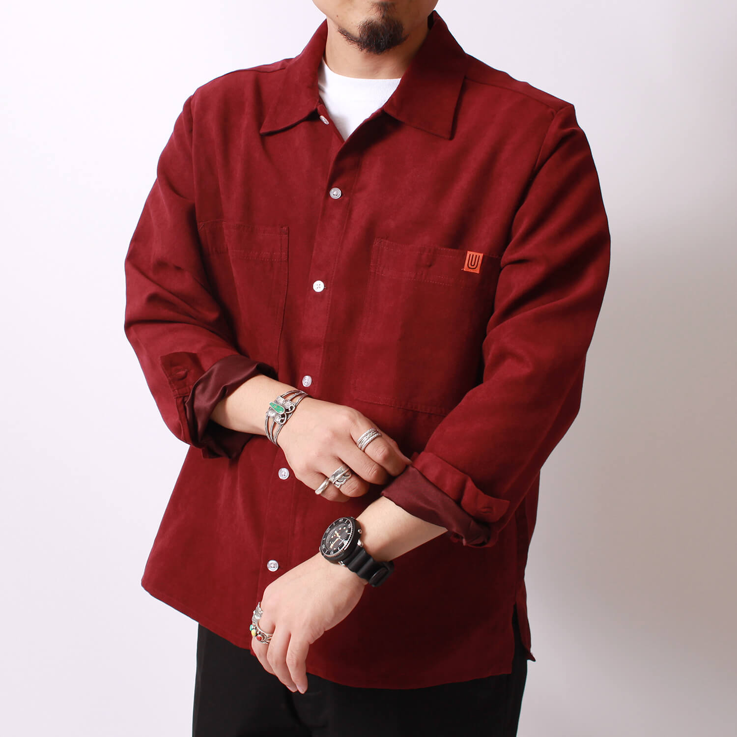 UNIVERSAL OVERALL(ユニバーサルオーバーオール)のオープンカラーシャツです。