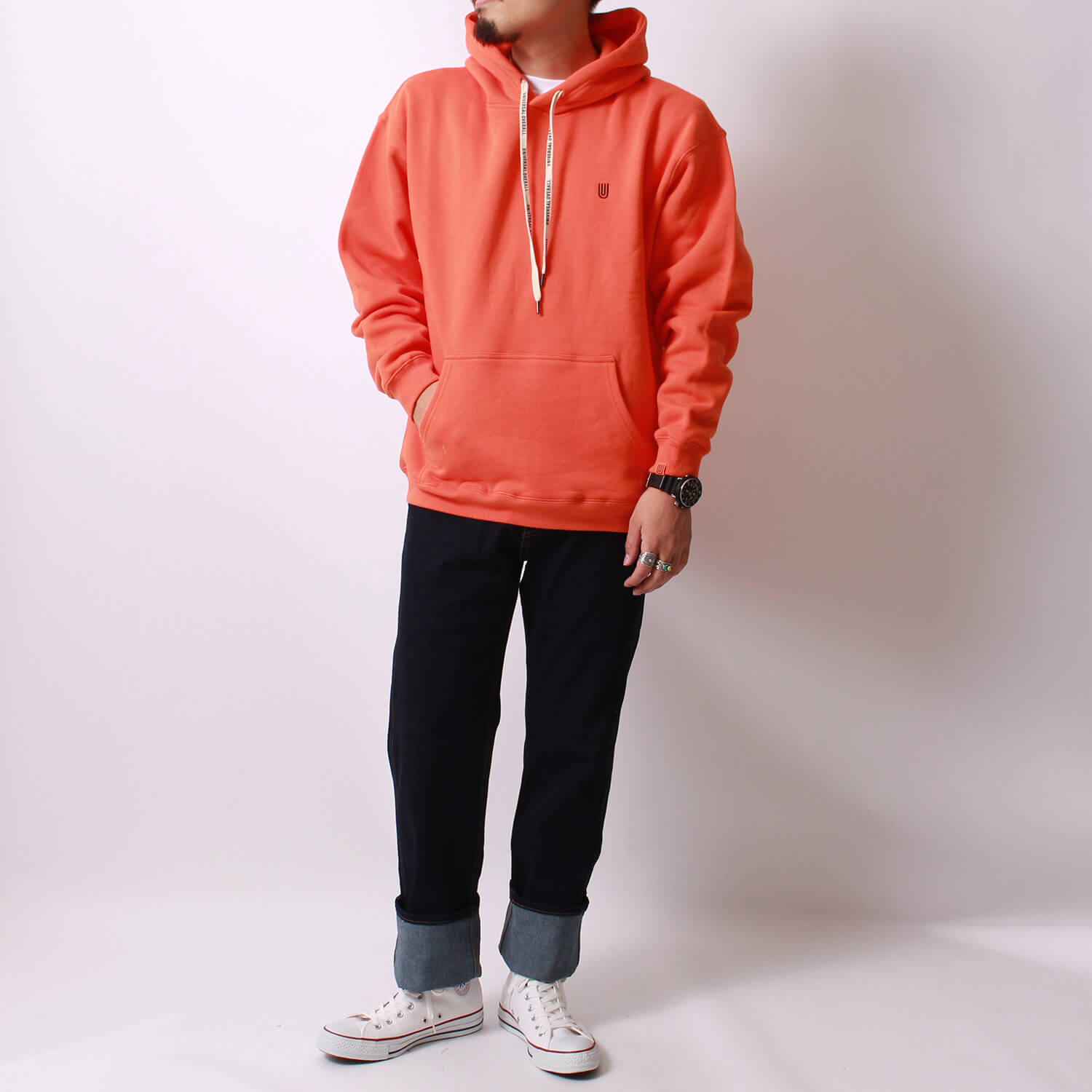 UNIVERSAL OVERALL(ユニバーサルオーバーオール)のジーンズファクトリー別注スウェットパーカーです。