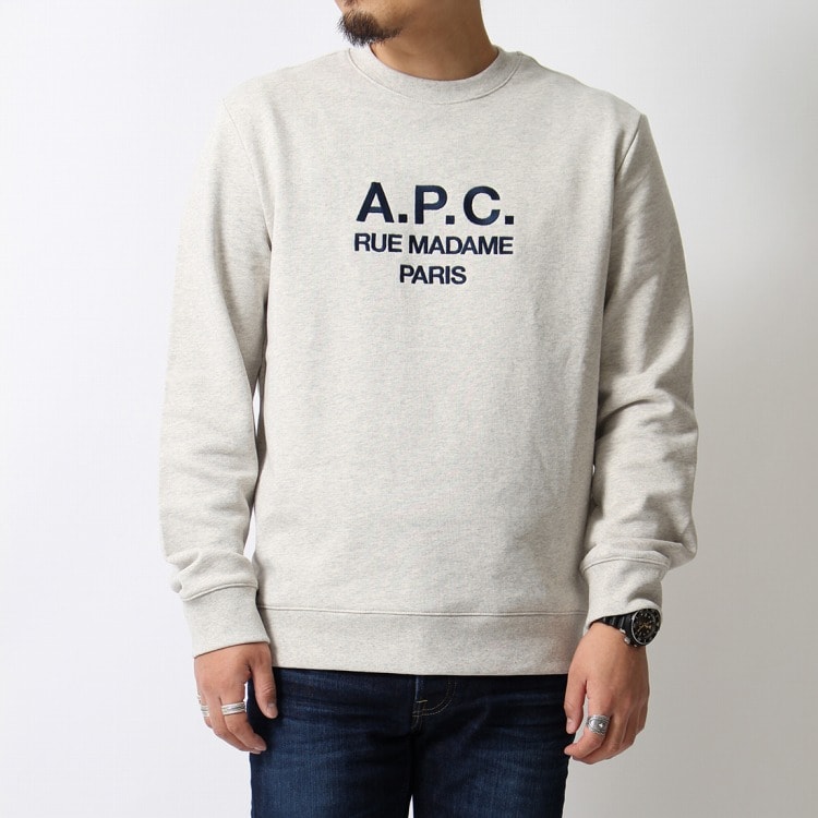 ロゴ刺繍白トレーナー　白スウェット A.P.C風