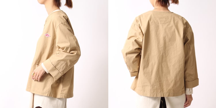 DANTON(ダントン)の2020春夏のダウンプルーフノーカラージャケットのディテール写真です。