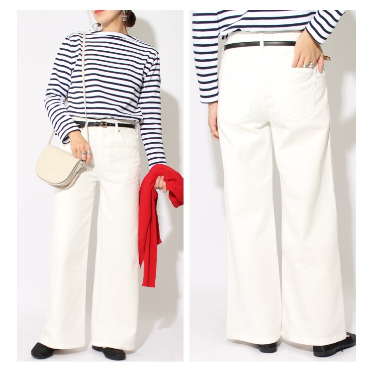 アントゲージワイドホワイトデニムコーデ