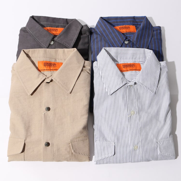 ユニバーサルオーバーオールのジーンスファクトリー別注 ビッグCPOシャツです。