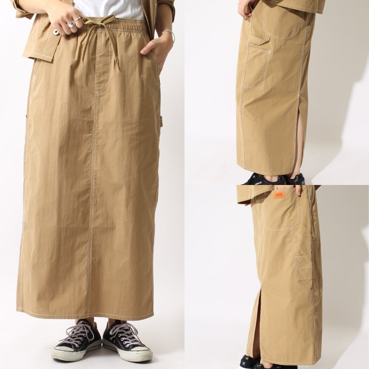 ユニバーサルオーバーオールのジーンスファクトリー別注のマキシスカートです。