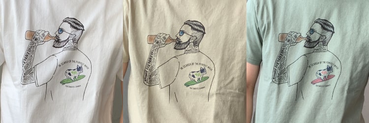 The Endless Summer エンドレスサマーの別注 マリブスターTシャツのカラーサンプルです。