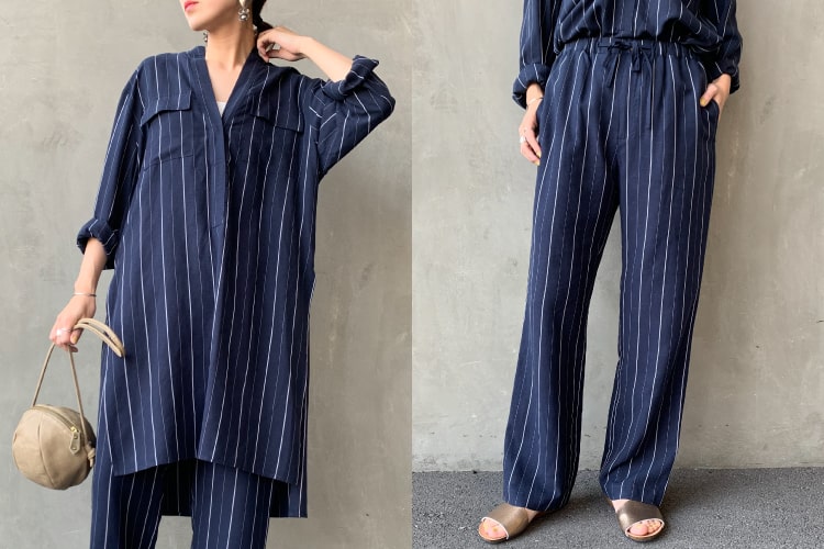 2020春夏Allumer(アリュメール)のネイビーストライプのセットアップです。