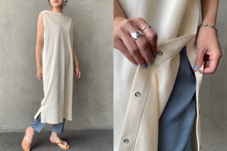 2020春夏Allumer(アリュメール)のハニカムサイドオープンドレスです。