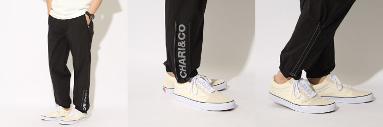 チャリアンドコーのREFLECT BOLD LOGO トラックパンツです。