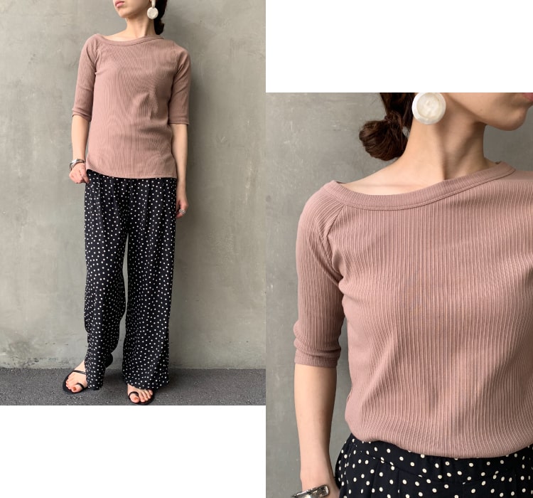 今シーズンマストハブなアシンメトリーデザイントップスのコーディネートです。