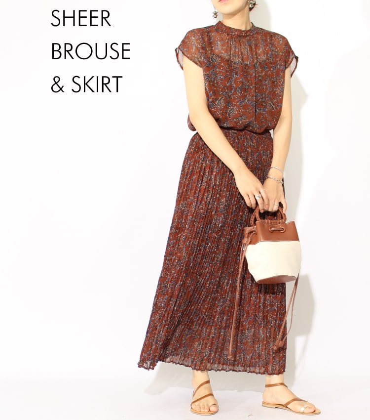 旬なシアー素材はセットアップで着て、こなれ感が加速。のコーディネートです。