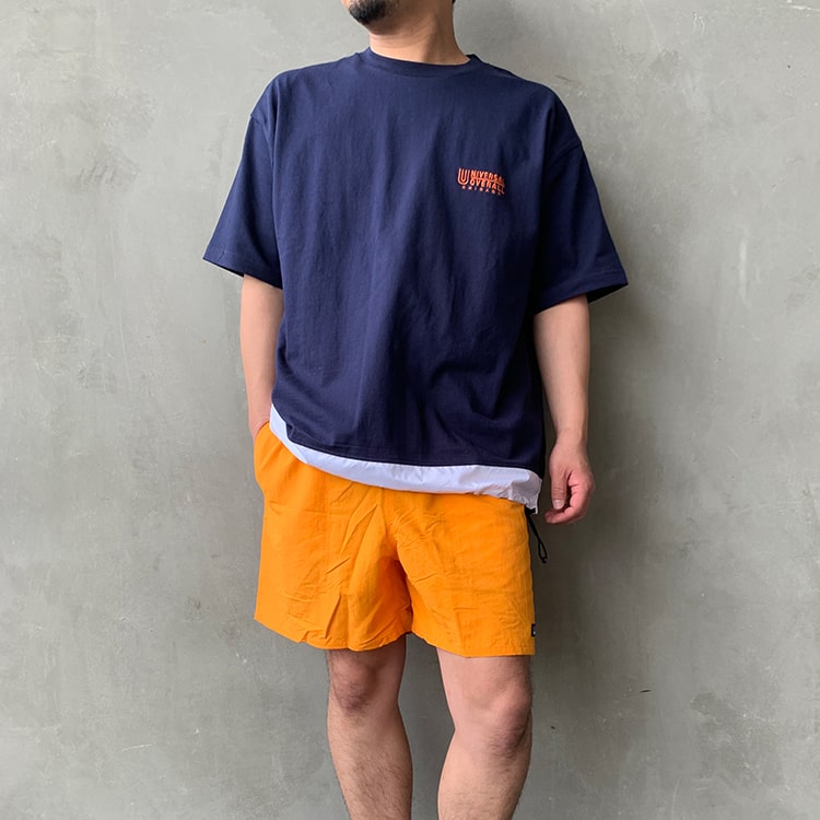 2020春夏UNIVERSAL OVERALL/ユニバーサルオーバーオールのジーンスファクトリー別注Tシャツです。