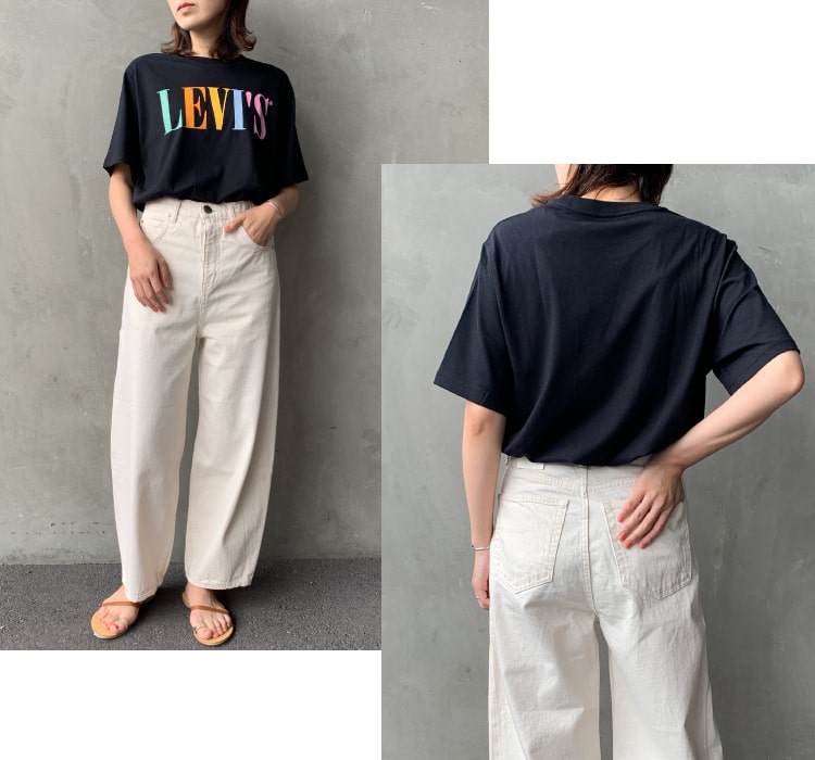 鮮度を高めるキャッチーなブランドロゴTのリーバイスのTシャツです。