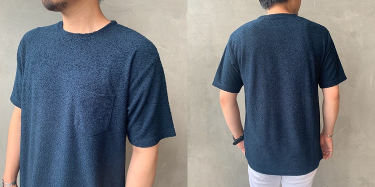 ジーンズファクトリークローズのランダムパイルクルーネックTシャツです。