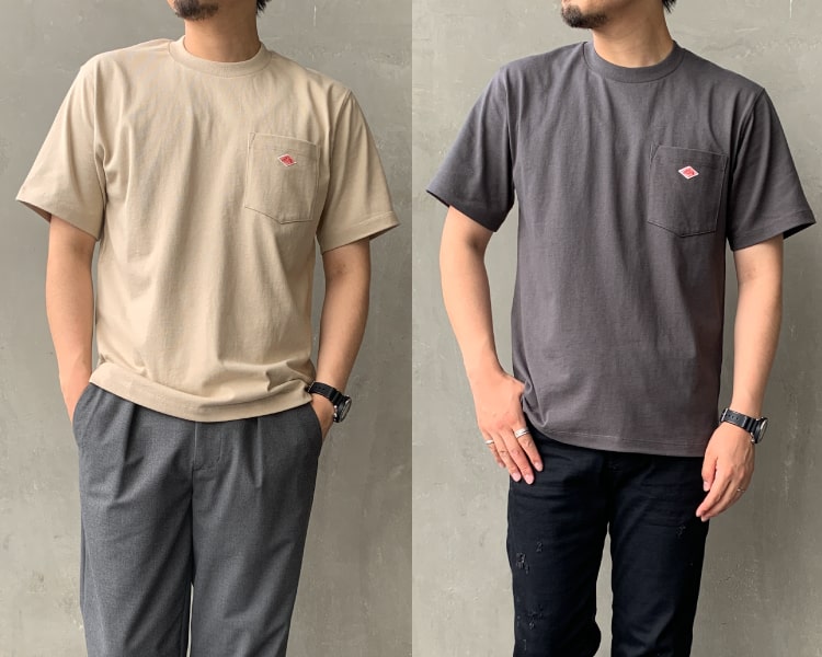 2020秋冬DANTON(ダントン)新作コットン半袖ポケットTシャツのメンズの写真です。