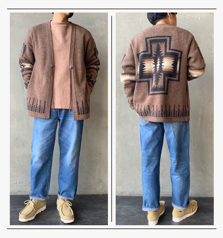 PENDLETON [ペンドルトン] 別注 コンチョボタンニットカーディガンのコーディネートです。