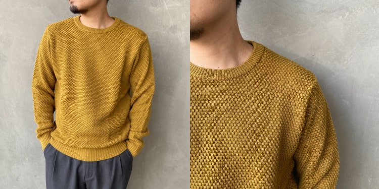gim×JEANSFACTORYのポップコーンウォッシャブルクルーネックニットです。