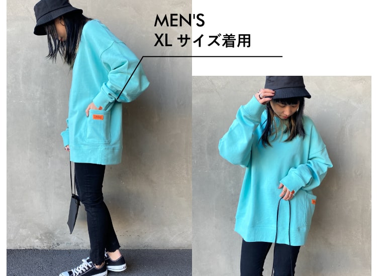 UNIVERSAL OVERALL 別注 カバーオールスウェットのメンズサイズ着用写真です。