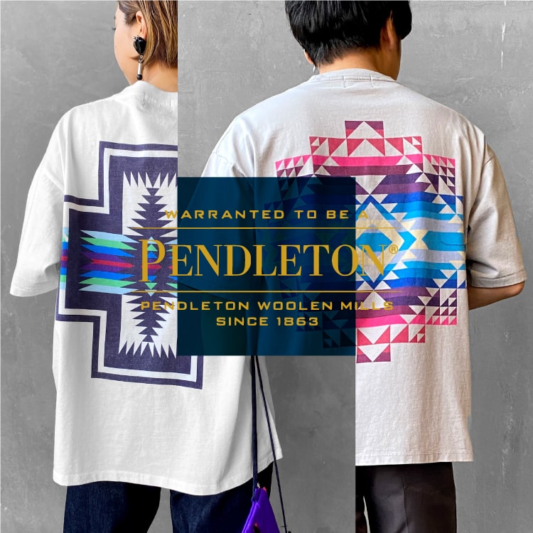 「PENDLETON(ペンドルトン)×JEANS FACTORY」1枚で決まる別注Tシャツの特集バナーです。