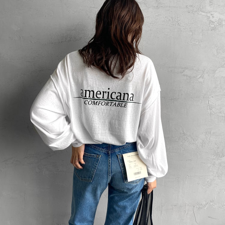 Americana プリントロングTシャツ- Americana プリントロングTシャツ-