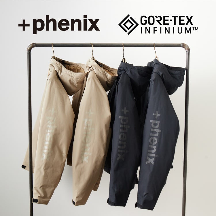 GORE-TEX INFINIUMを搭載した＋phenix(プラスフェニックス)との別注ダウンジャケットの特集バナーです。