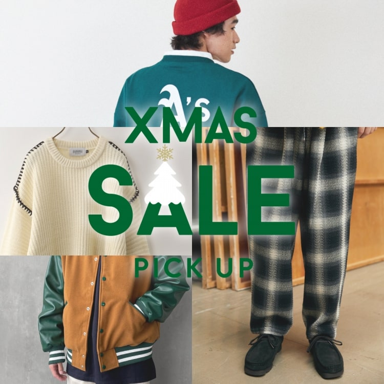 クリスマスセールでお得にゲット! おすすめアイテムピックアップ Men'sの特集バナーです。