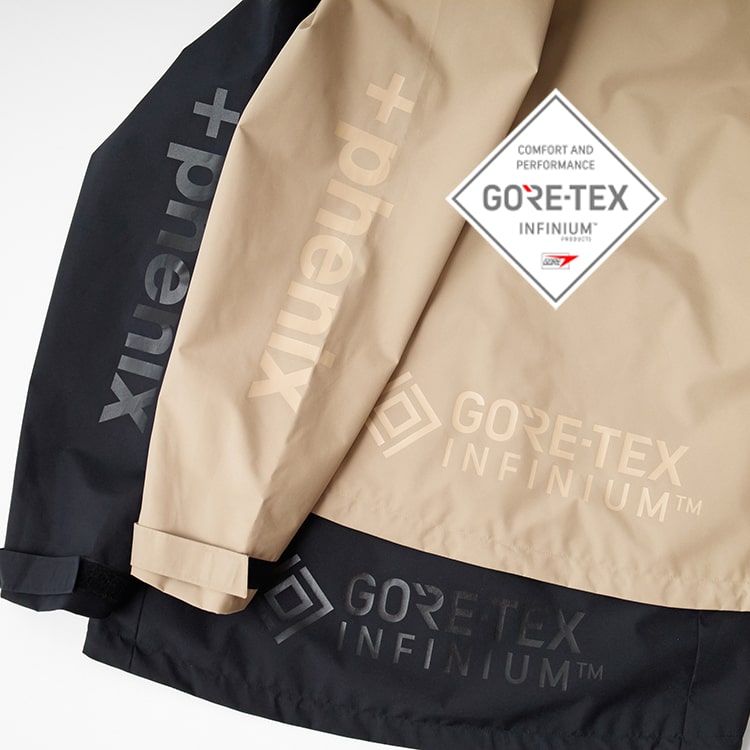 GORE-TEX INFINIUMを搭載した＋phenixの別注シェルジャケットの特集用バナーです。