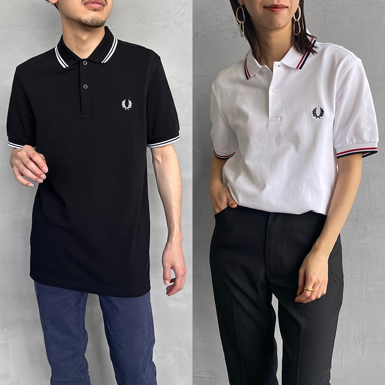 FRED PERRY リブ ポロシャツ ニット ブルー