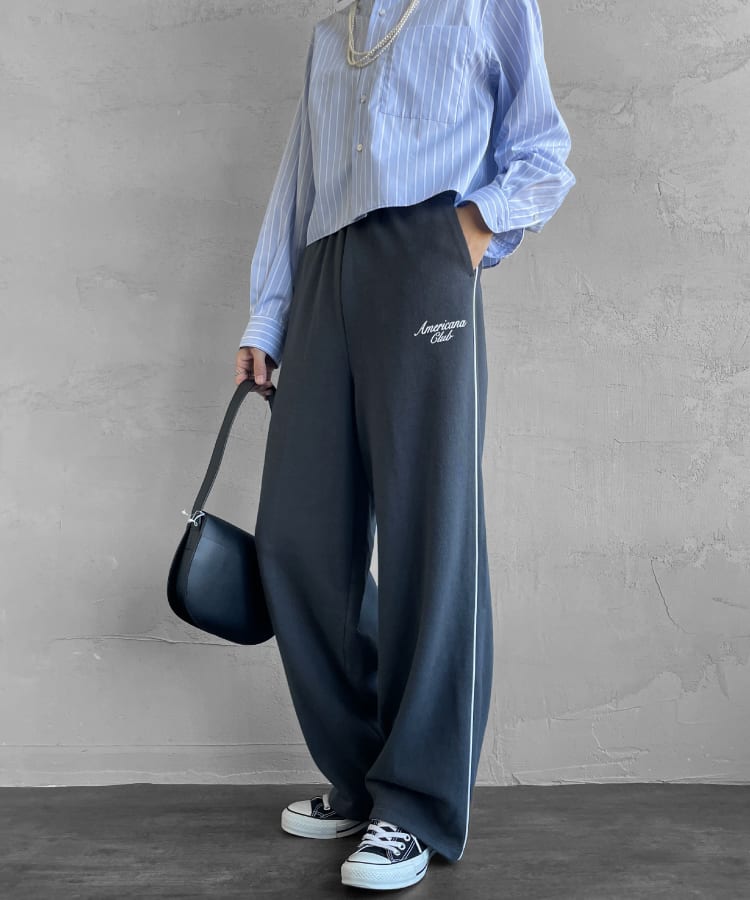 Americana × JEANS FACTORY [アメリカーナ × ジーンズファクトリー] 別注 ワンポイントロゴ ワイドスウェットパンツ [ASO-726-2-JF]