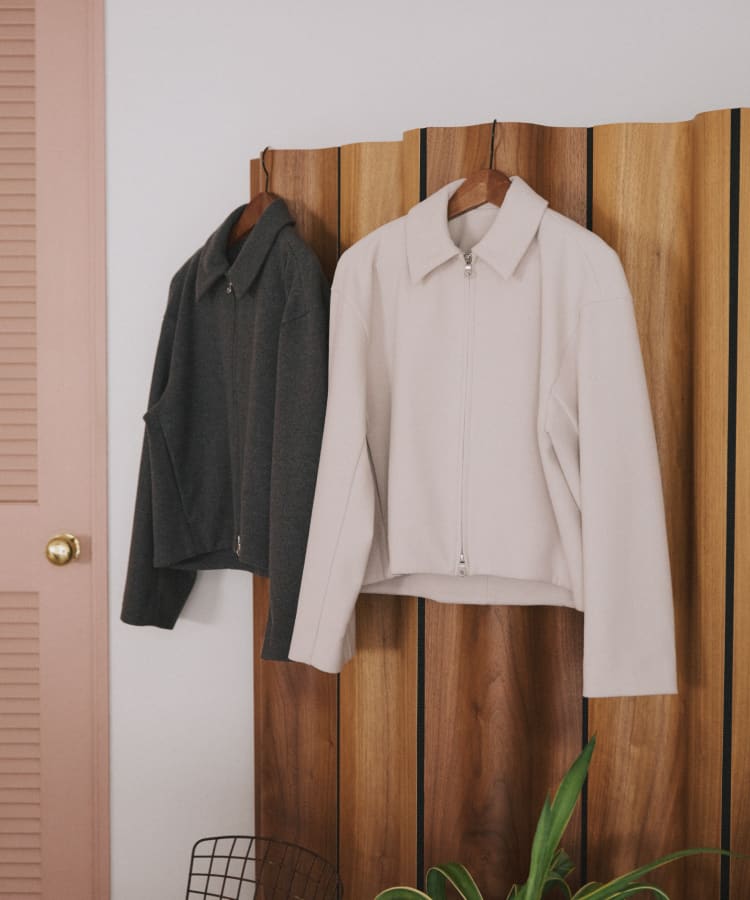 Jeans Factory Clothes [ジーンズファクトリークローズ] ウールライク ジップアップショートブルゾン [46084010]の着用画像です。