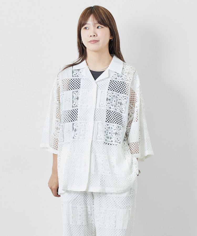 Jeans Factory Clothes [ジーンズファクトリークローズ] カットレース7分袖シャツ [L4114]