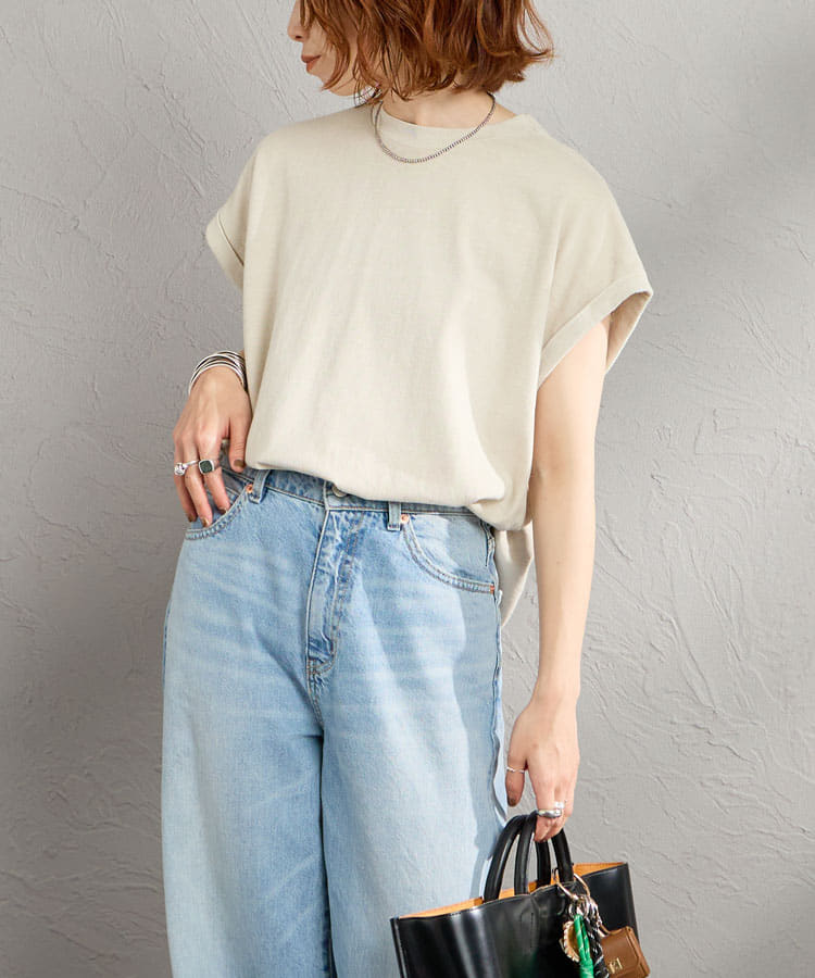 STAR&STRIPE [スターアンドストライプ] 別注 カットオフ ラウンドヘム ロールアップTシャツ [SSMD-213-JF]